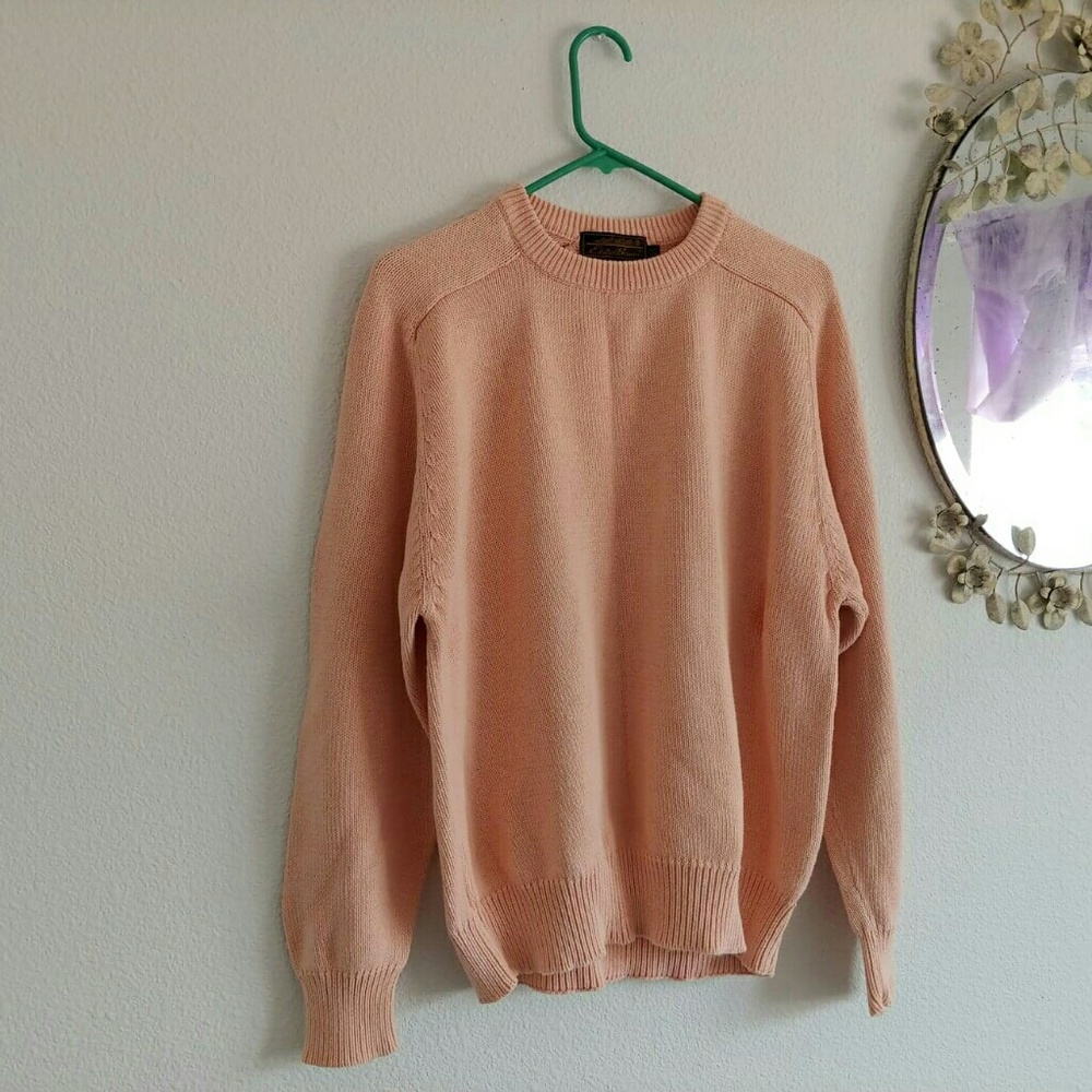 Eddie Bauer peachy colored sweater.